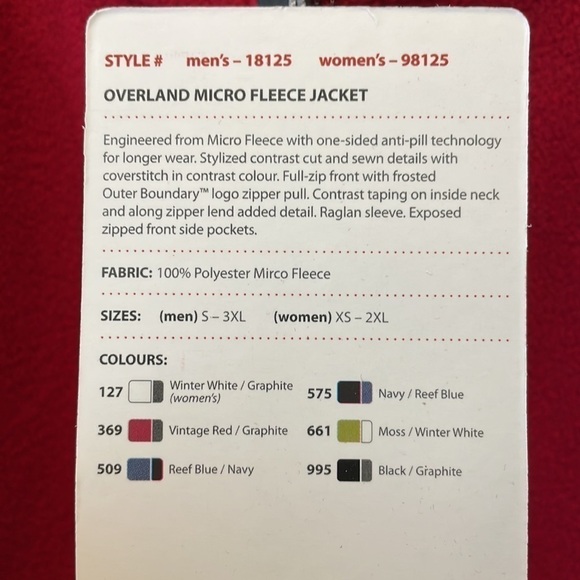 SzS Outer Boundary Overland Micro Fleece Full Zip Sweater vintage red/grey NWT - Picture 8 of 8